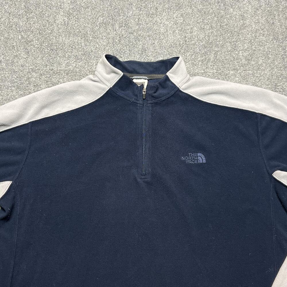 The North Face TKA 100 Fleece Pullover Mens Large Blue Gray 1/4 Zip Long Sleeve